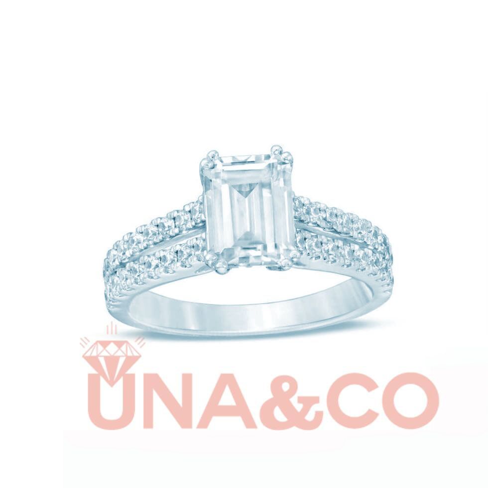 Emerald Cut CVD Diamond Engagement Ring