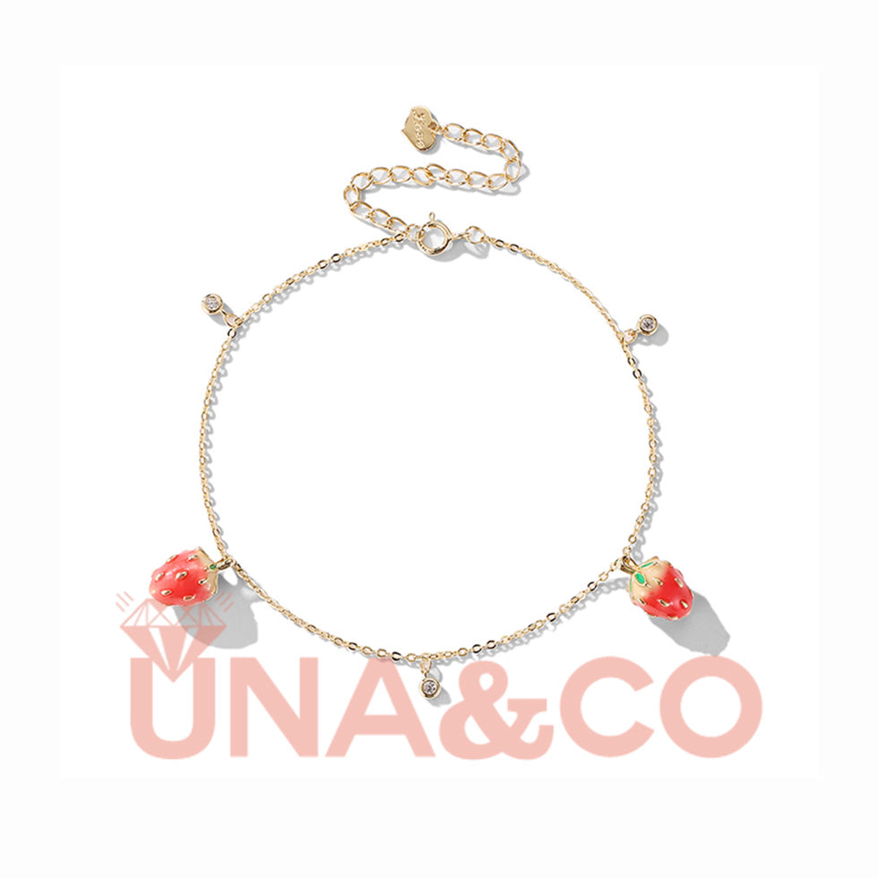 Cute and Sweet Strawberries Anklet Perfect for Summer
