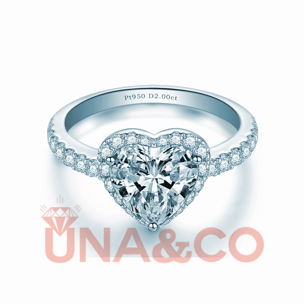 UNA&CO Double Heart Shape Face CVD Diamond Ring(2.0CT)