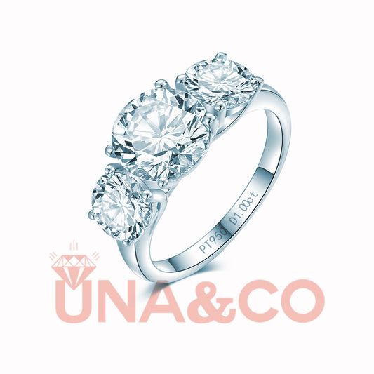 Special Design Shiny Three CVD Diamonds Ring