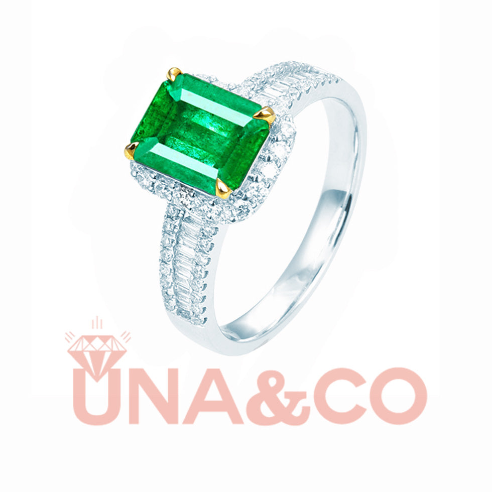Luxury 2-3 carat emerald cut colored gemstone ring