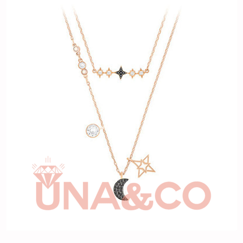 Double Layers Star and Moon Necklace