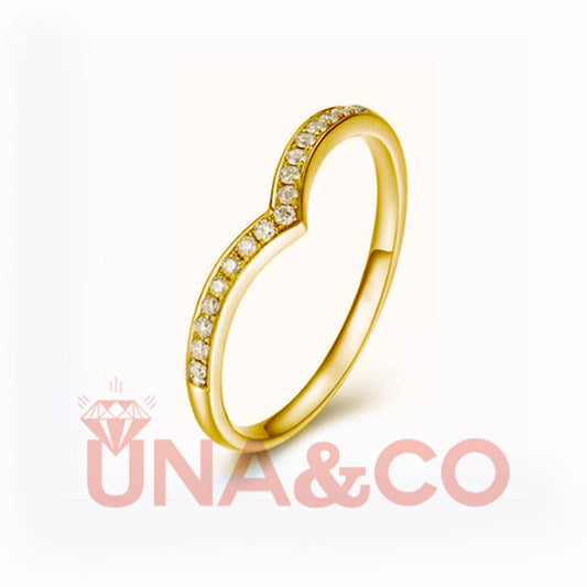 18K Yellow Gold Single V-Shape Moissanite Ring