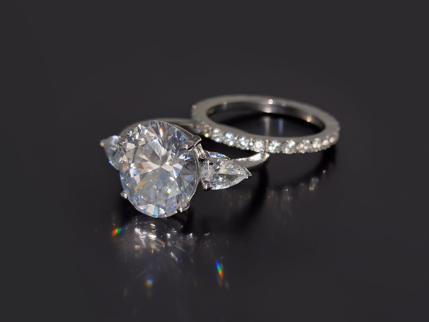 5CT Flower Oval Cut sparkly CVD Diamond Ring