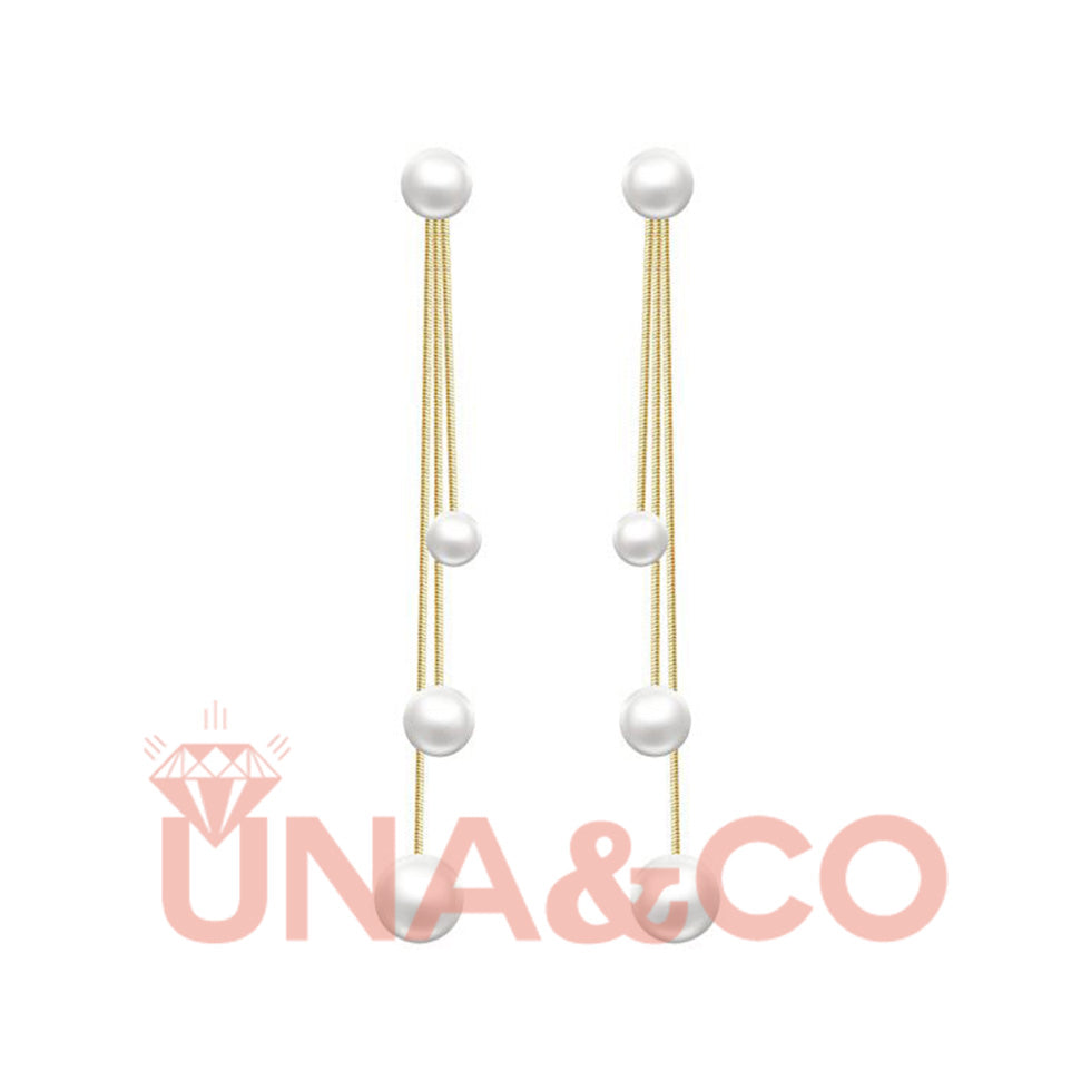 Unique Three Tassels Pearl Earrings
