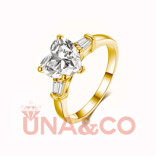 18K Yellow Gold 2CT Heart Shape Romantic Moissanite Ring