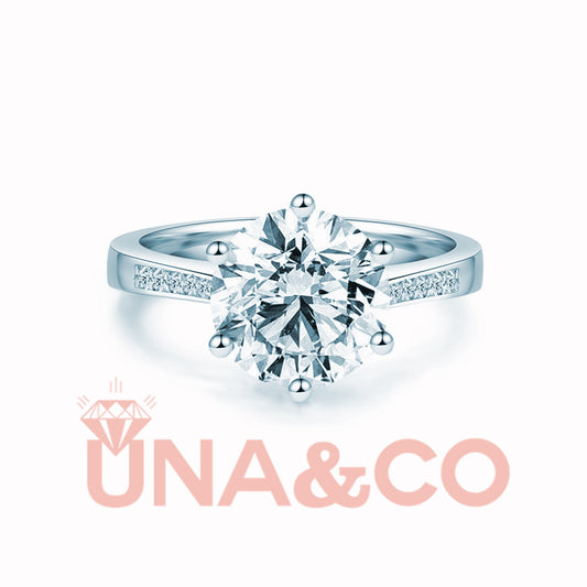 3.5CT Six Prong Shiny CVD Diamond Engagement Ring
