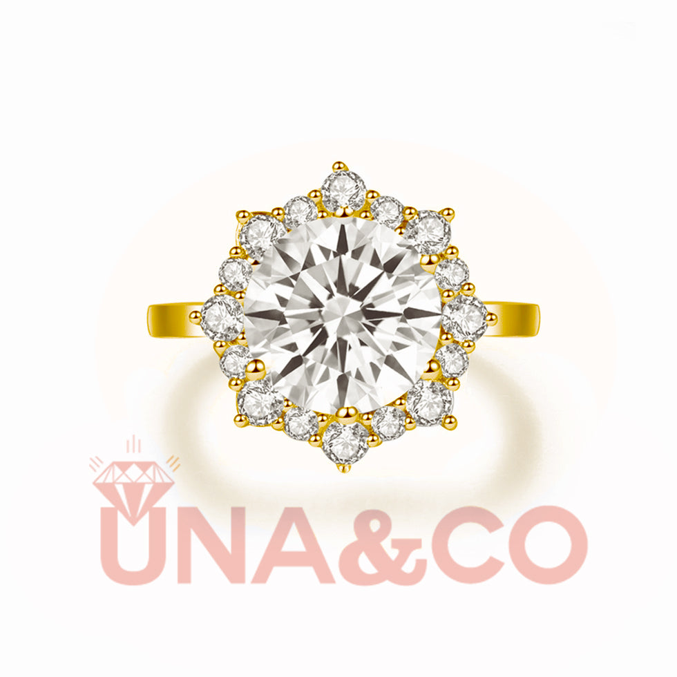 18K Yellow Gold Fashionable Flower Shape Moissanite Ring(3CT)