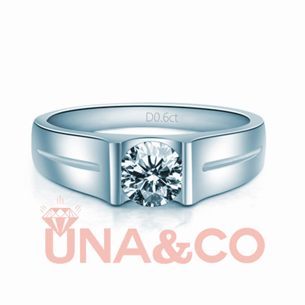 Simple Engagement CVD Diamond Ring for men 0.6ct