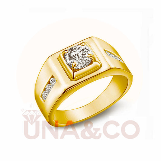 18K Yellow Gold Luxury Noble Engagement Moissanite Ring for men