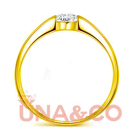 18K Yellow Gold Simple Design Moissanite Ring