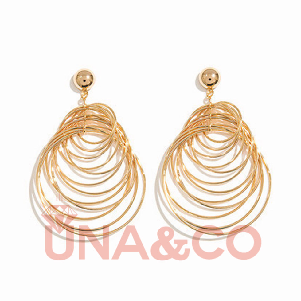 Exaggerated Golden Multiple Circles Earrings