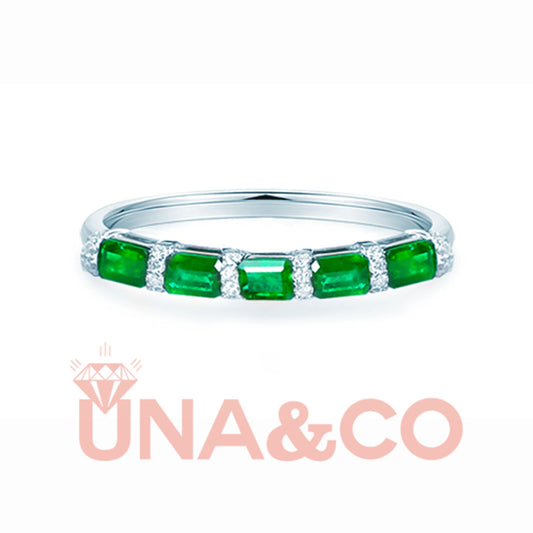 Simple & luxury channel set emerald ring