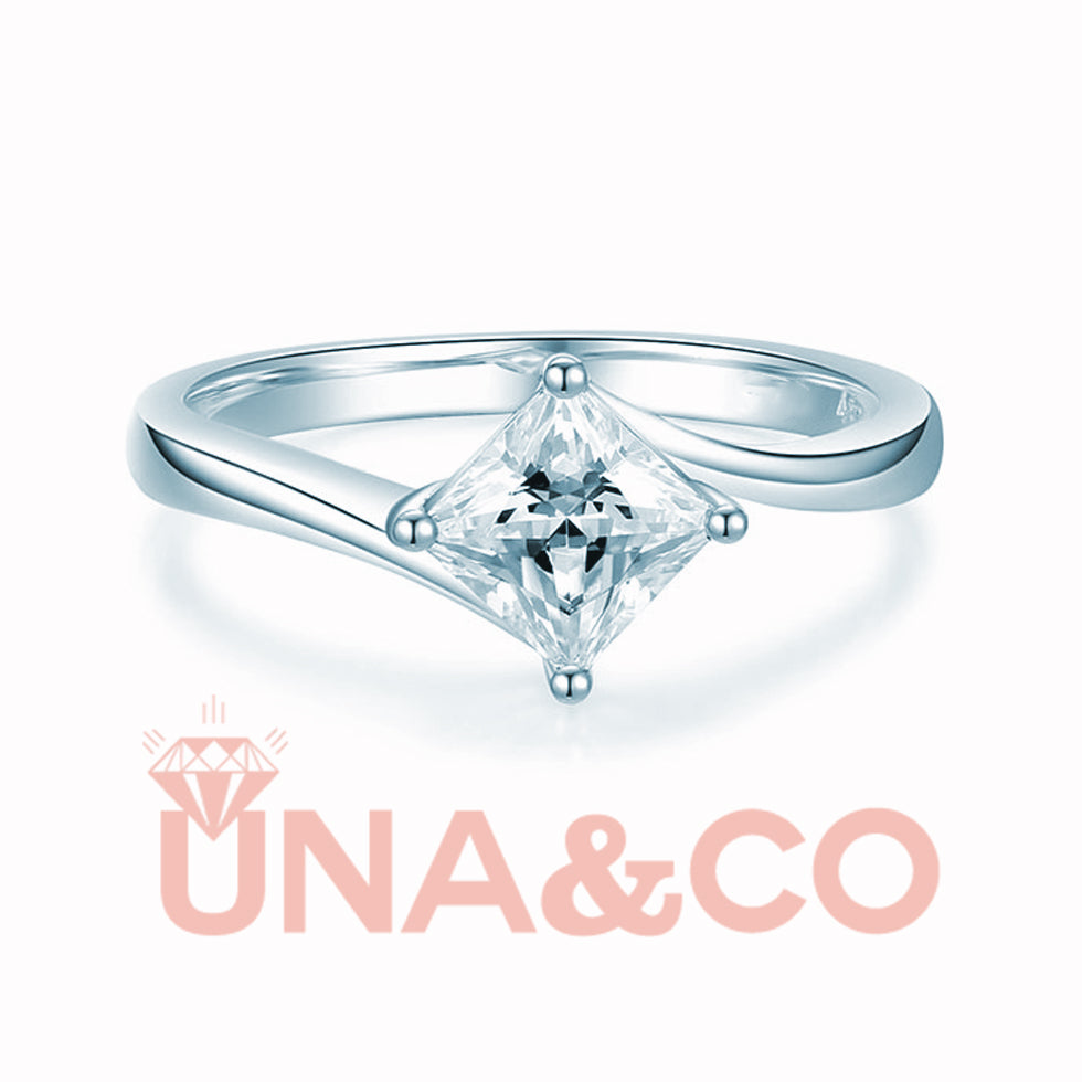Twisting ring arms princess Square-shaped CVD Diamond Ring