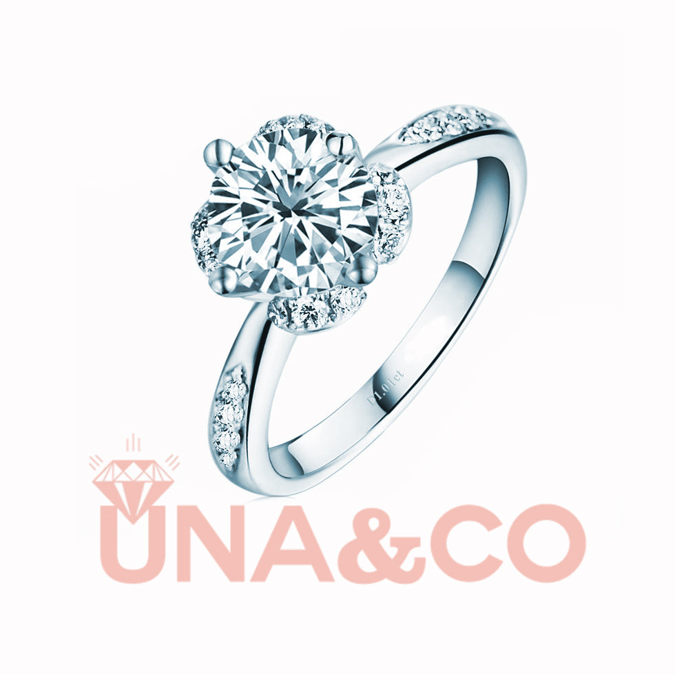 Flower and sparkling micro-inlaid female cvd diamond ring