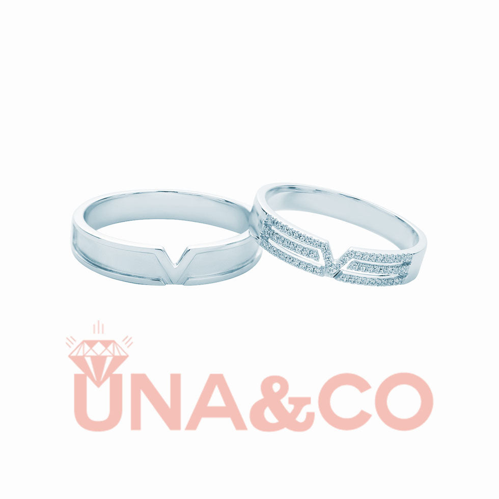 V-shaped design fashion couple rings