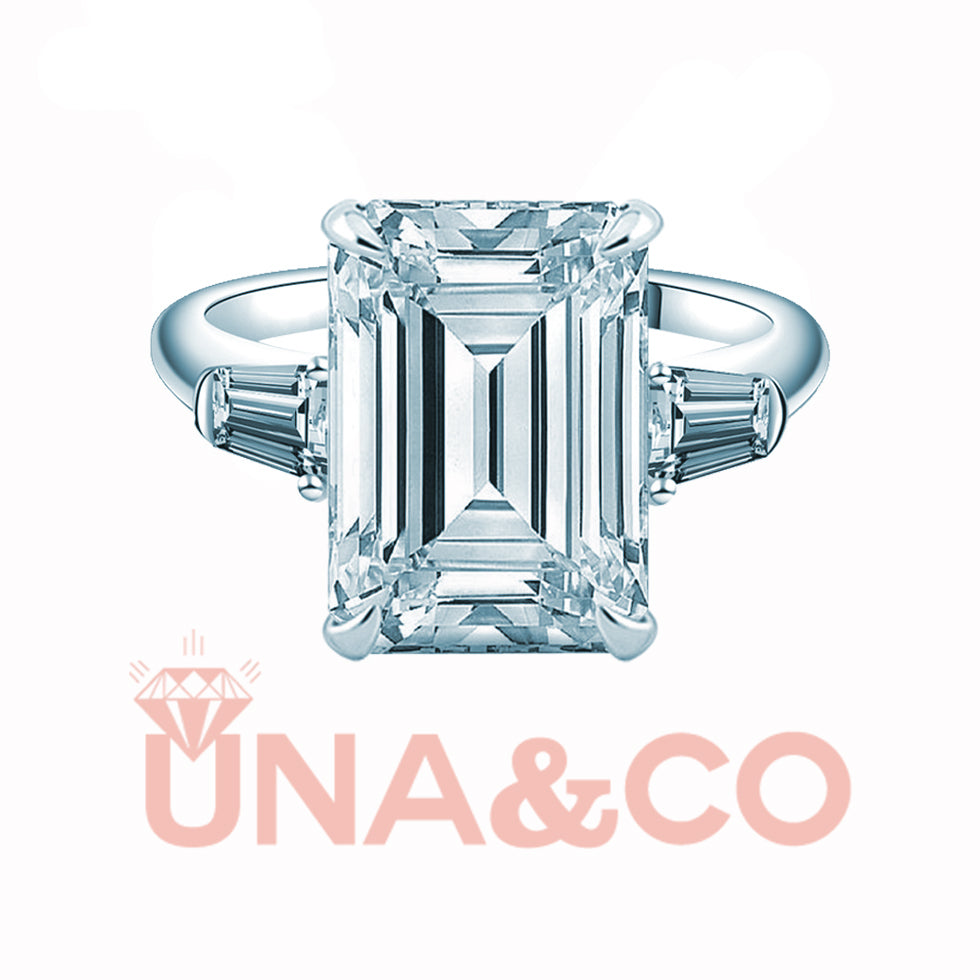 Rock Sugar Cube CVD Diamond Ring-Emerald Cut