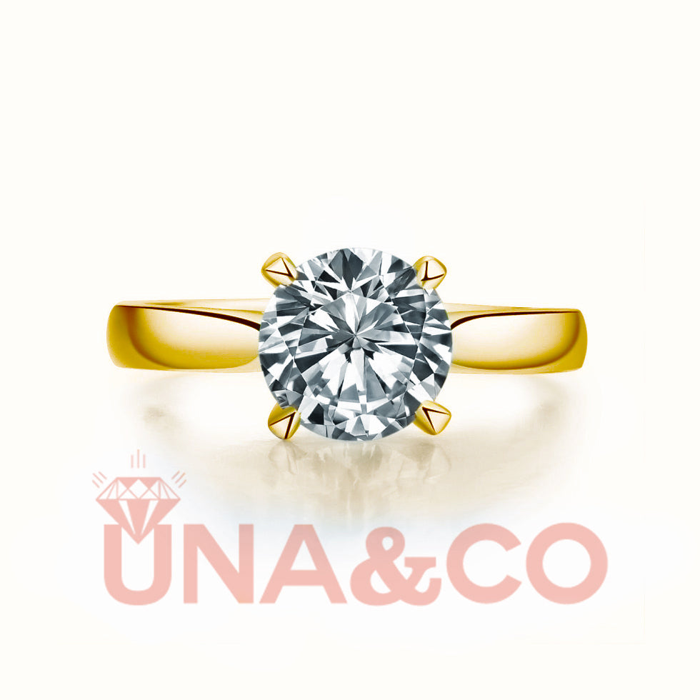 18K Yellow Gold Classic Four Prong Setting Moissanite Ring