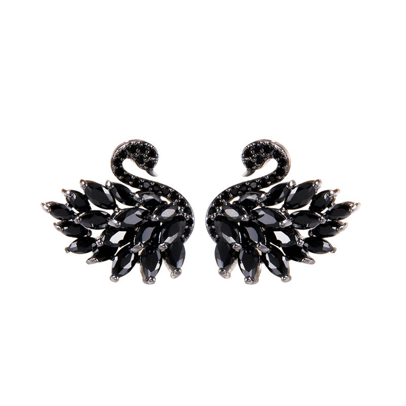 Black Swan Sparkling Crystal Earrings