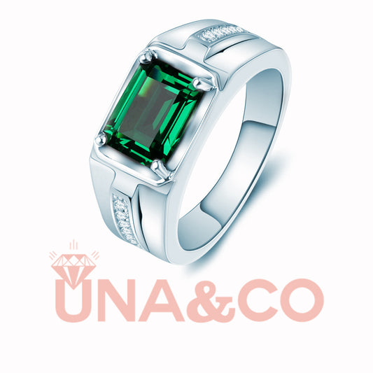 Three Colors Emerald Cut Gem Men's Ring